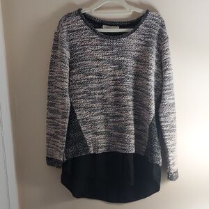 Two By Vince Camuto Rose Buff  Gray 2fer Sweater Sz M